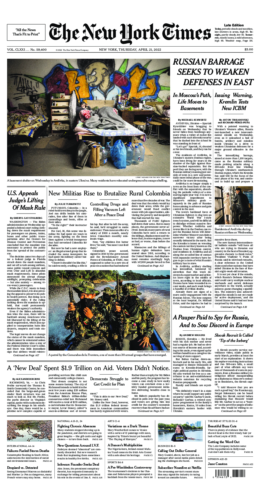 Prima-pagina-New-York-Times-del-2022-04-21