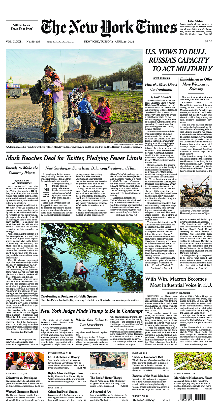 Prima-pagina-New-York-Times-del-2022-04-26