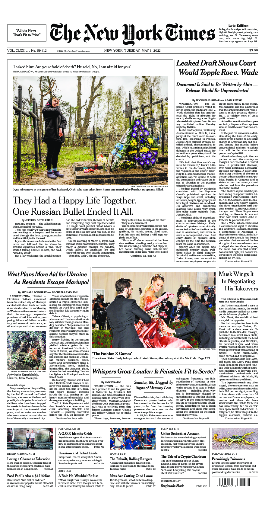 Prima-pagina-New-York-Times-del-2022-05-03