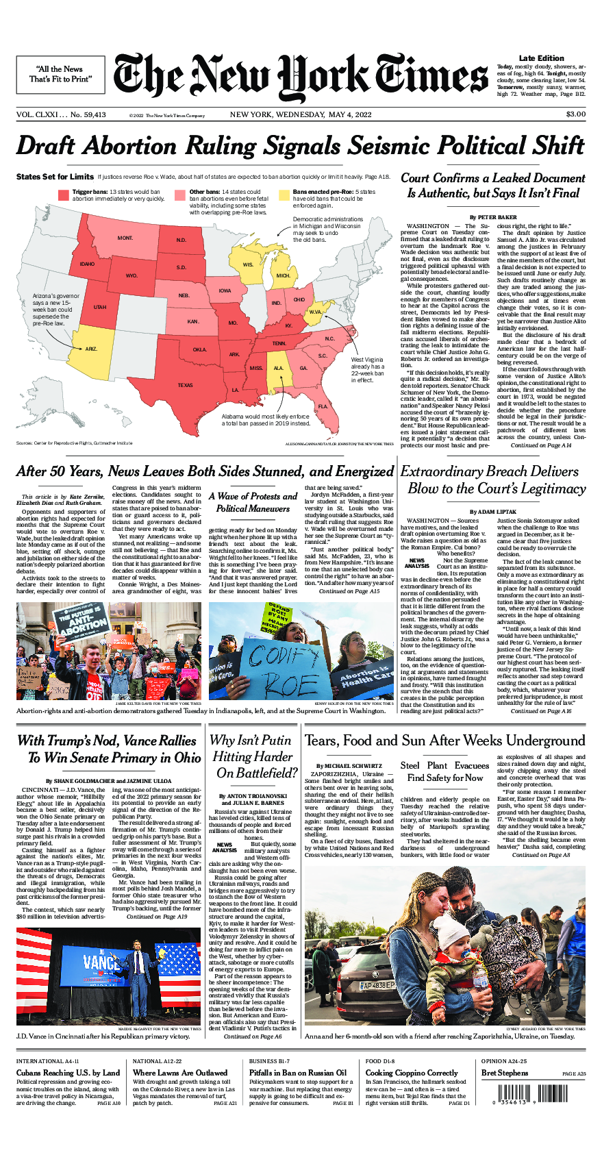 Prima-pagina-New-York-Times-del-2022-05-04