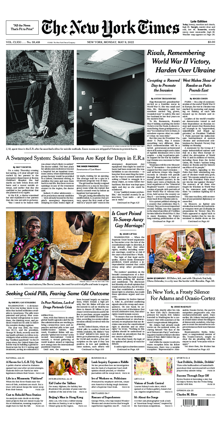 Prima-pagina-New-York-Times-del-2022-05-09