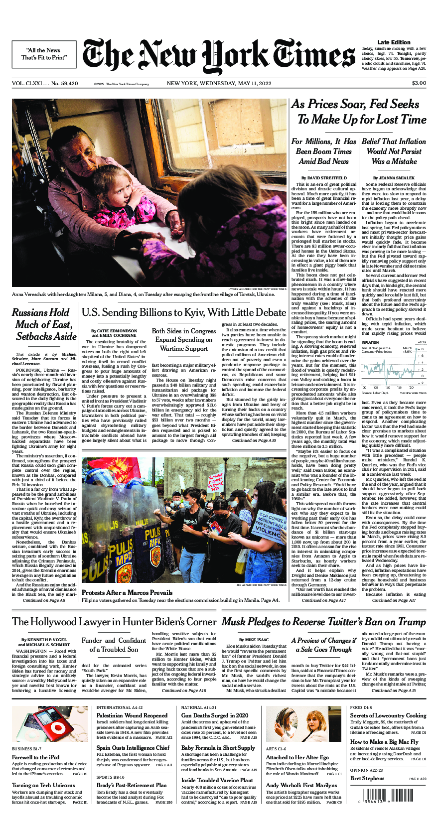 Prima-pagina-New-York-Times-del-2022-05-11