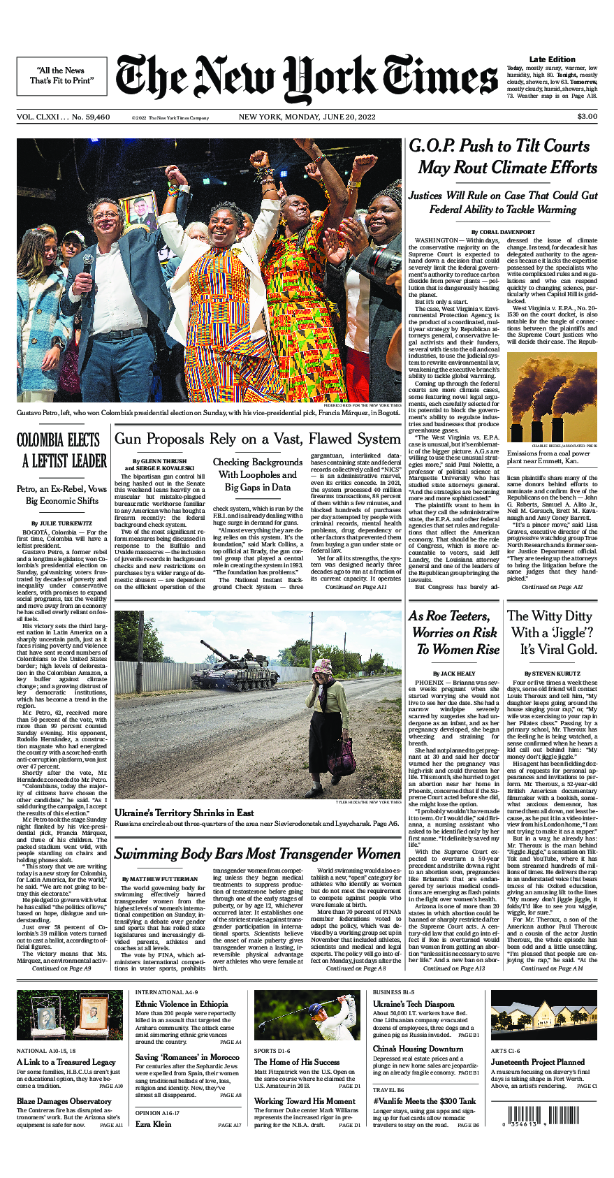 Prima-pagina-New-York-Times-del-2022-06-20