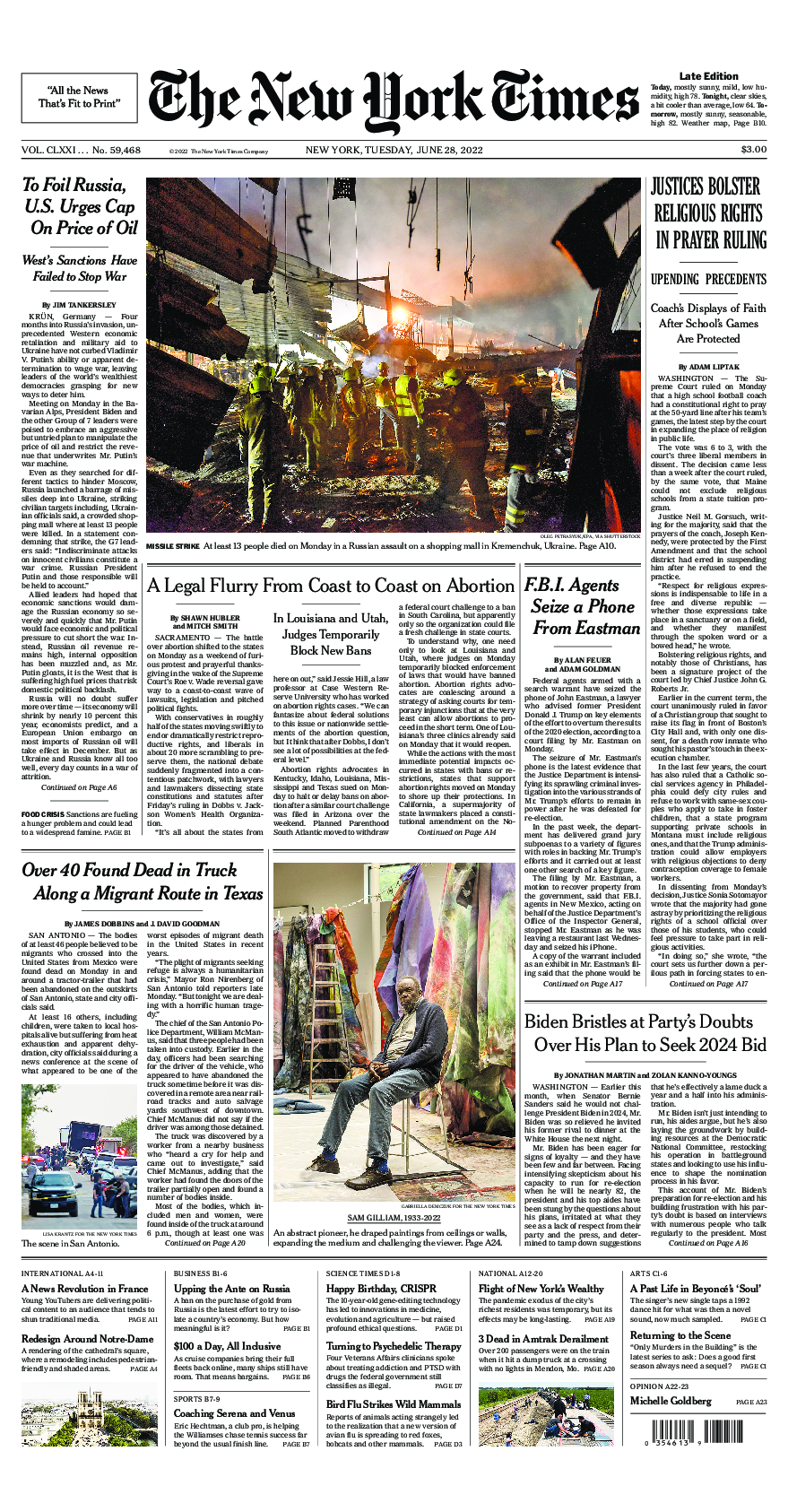 Prima-pagina-New-York-Times-del-2022-06-28