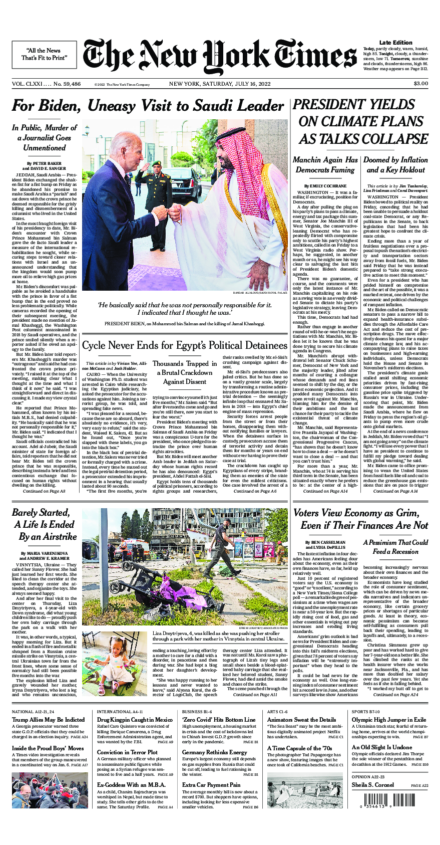 Prima-pagina-New-York-Times-del-2022-07-16