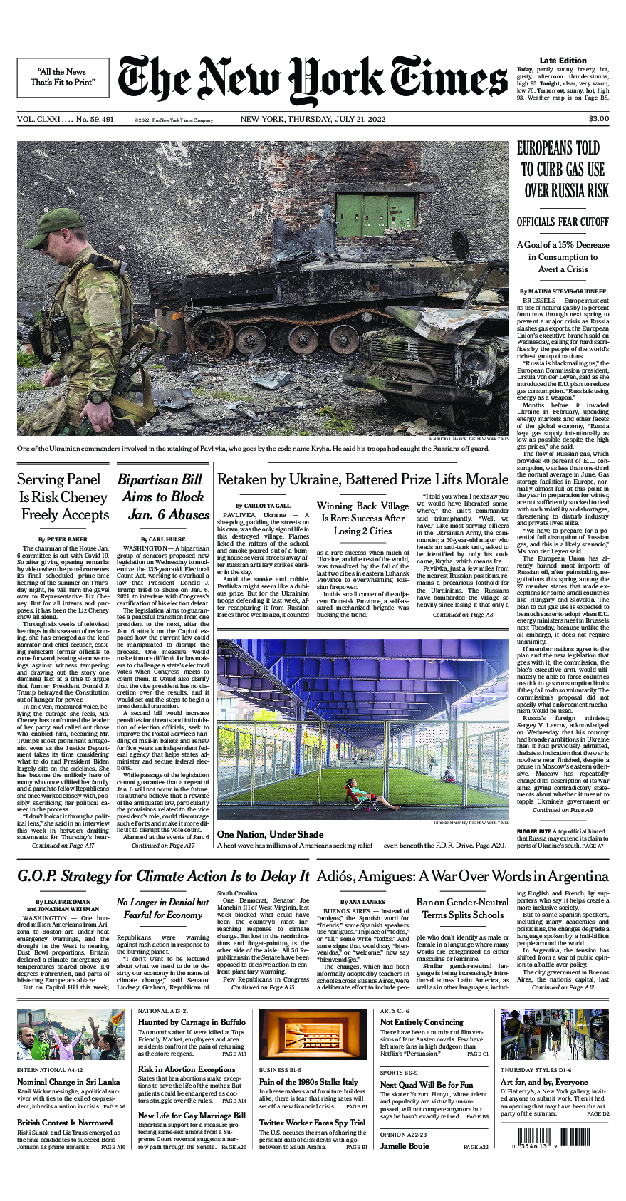 Prima-pagina-New-York-Times-del-2022-07-21