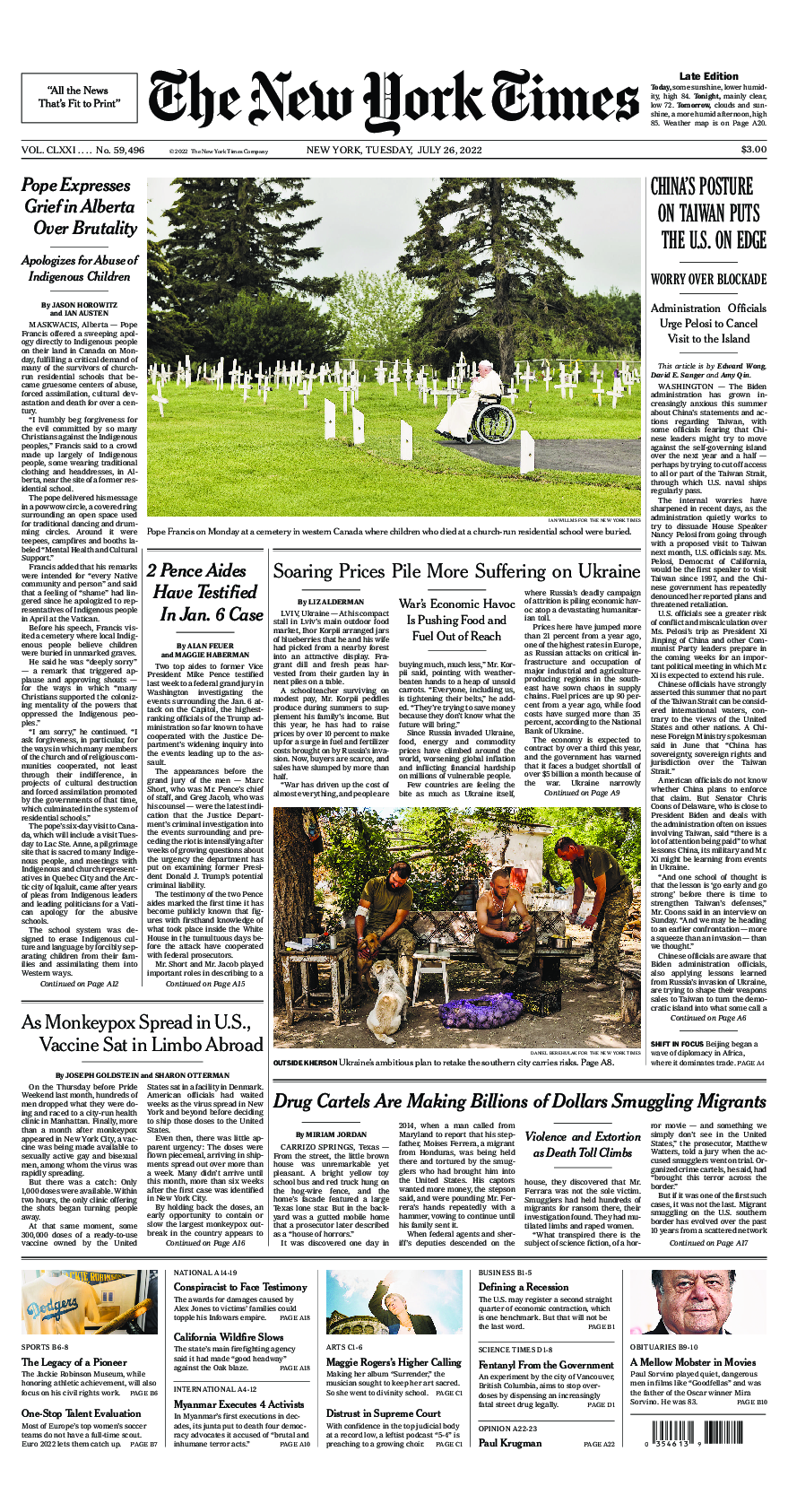 Prima-pagina-New-York-Times-del-2022-07-26