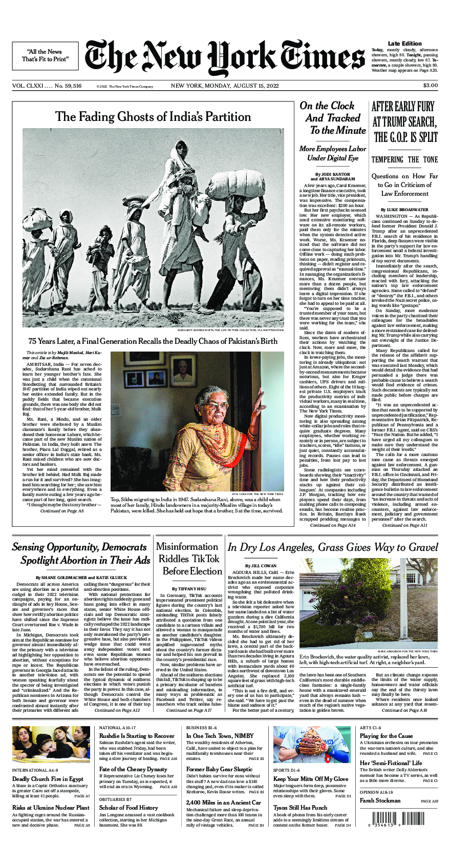 Prima-pagina-New-York-Times-del-2022-08-15