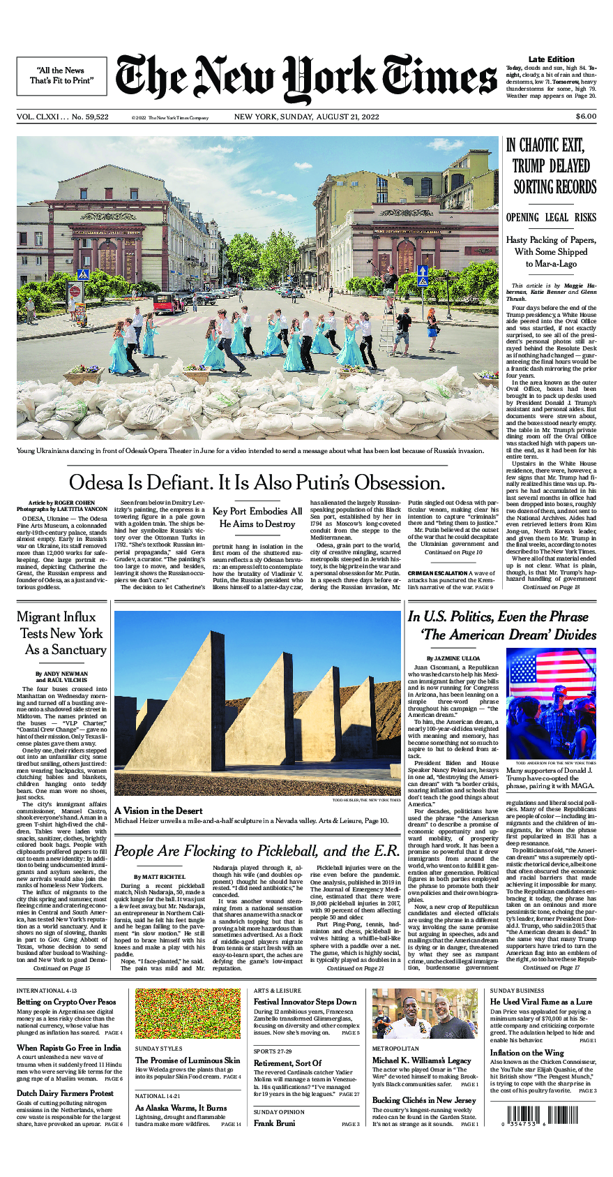 Prima-pagina-New-York-Times-del-2022-08-21