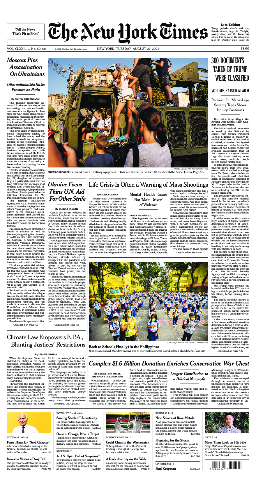 Prima-pagina-New-York-Times-del-2022-08-23