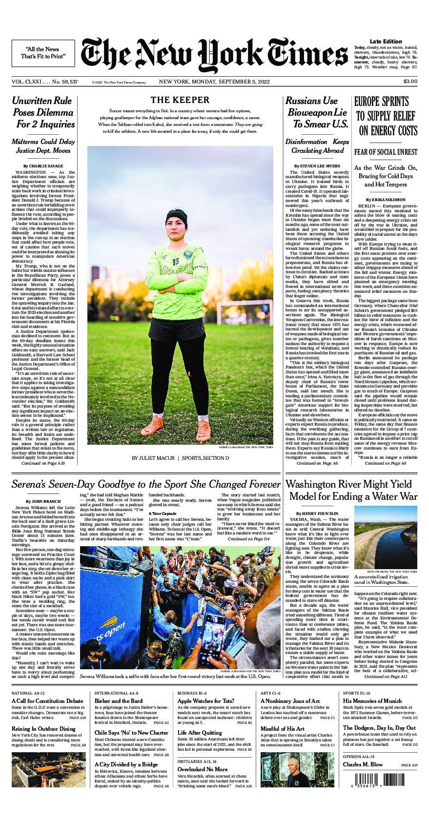 Prima-pagina-New-York-Times-del-2022-09-05