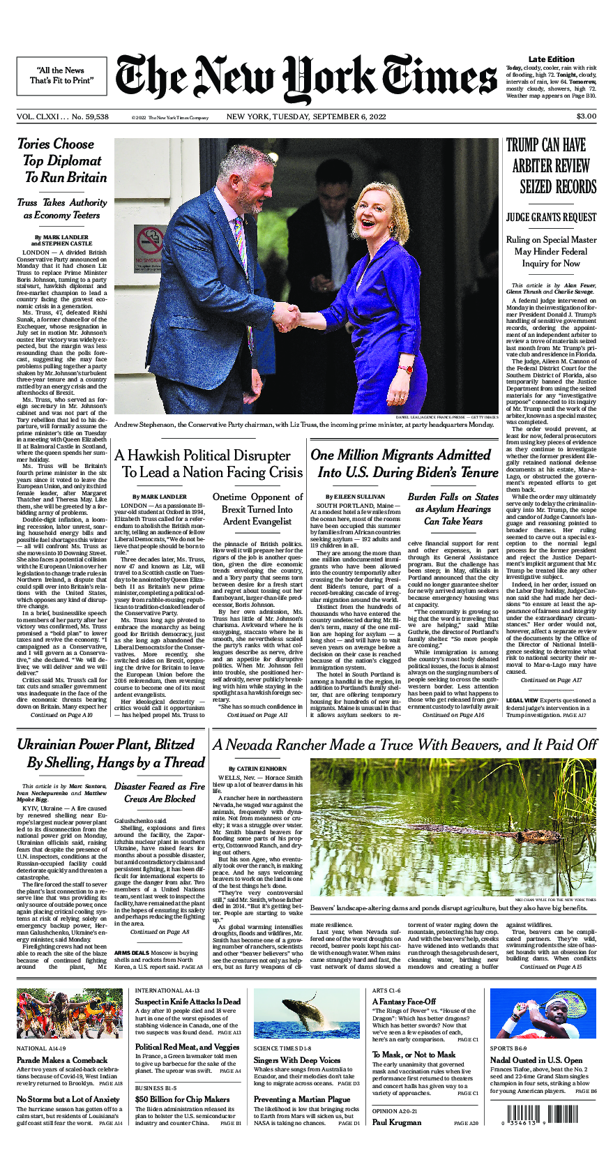 Prima-pagina-New-York-Times-del-2022-09-06