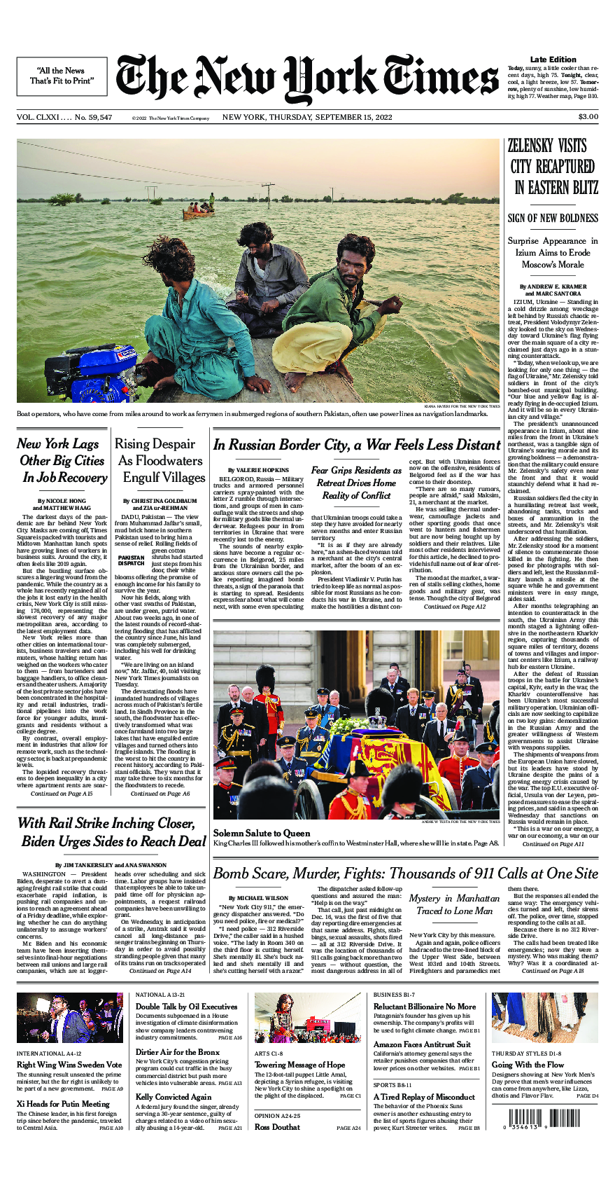 Prima-pagina-New-York-Times-del-2022-09-15