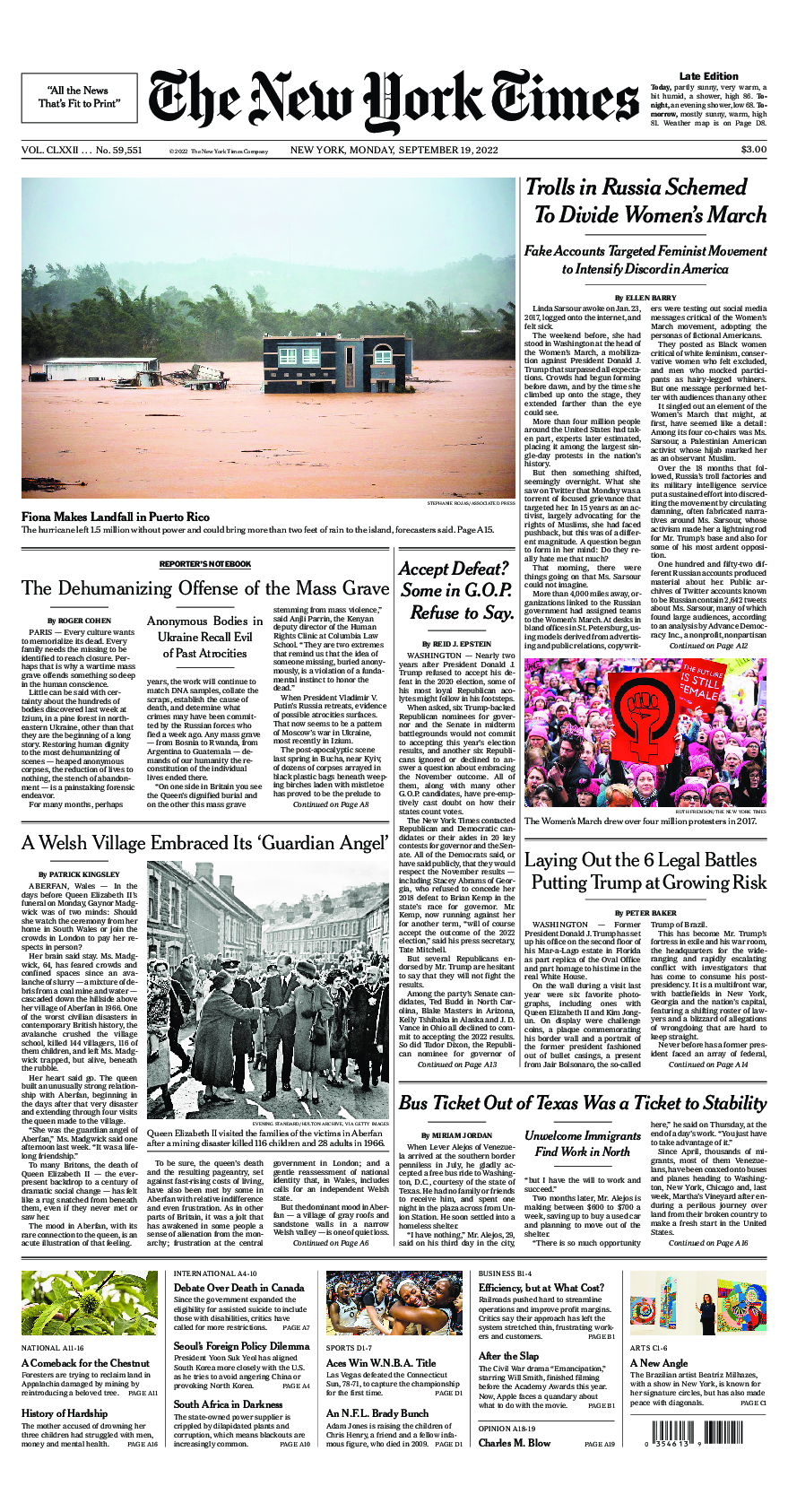 Prima-pagina-New-York-Times-del-2022-09-19