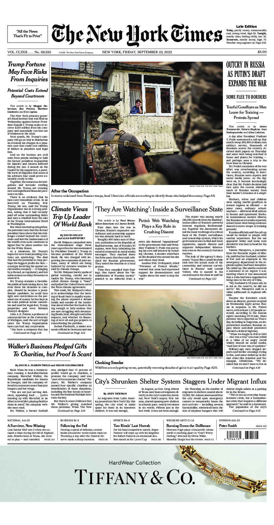 Prima-pagina-New-York-Times-del-2022-09-23