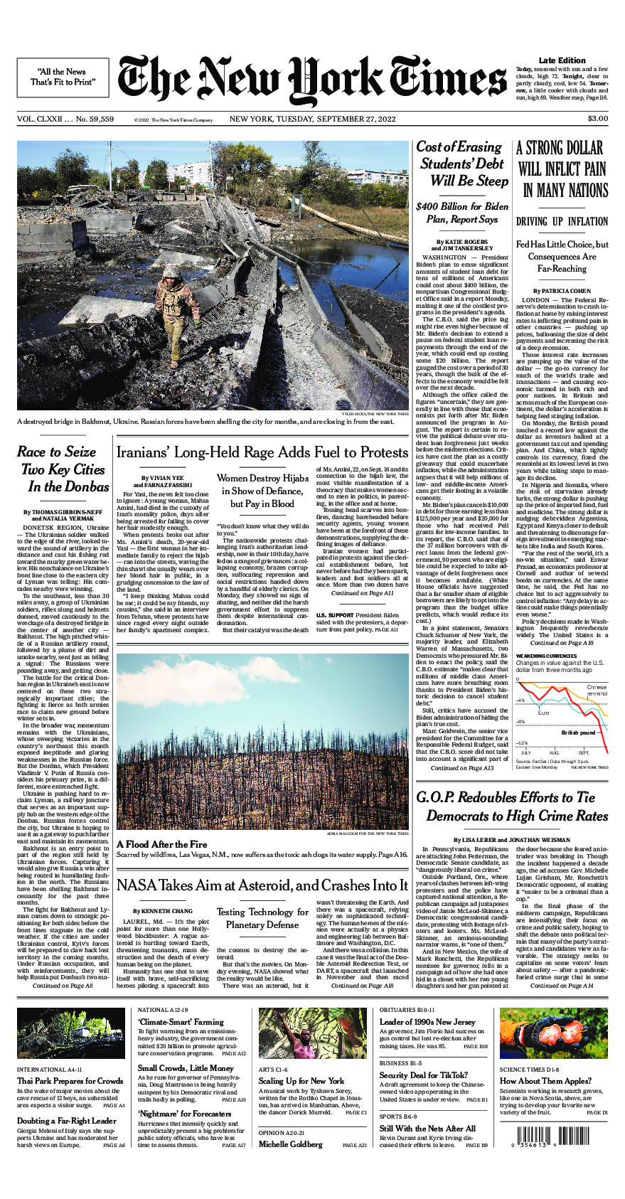 Prima-pagina-New-York-Times-del-2022-09-27