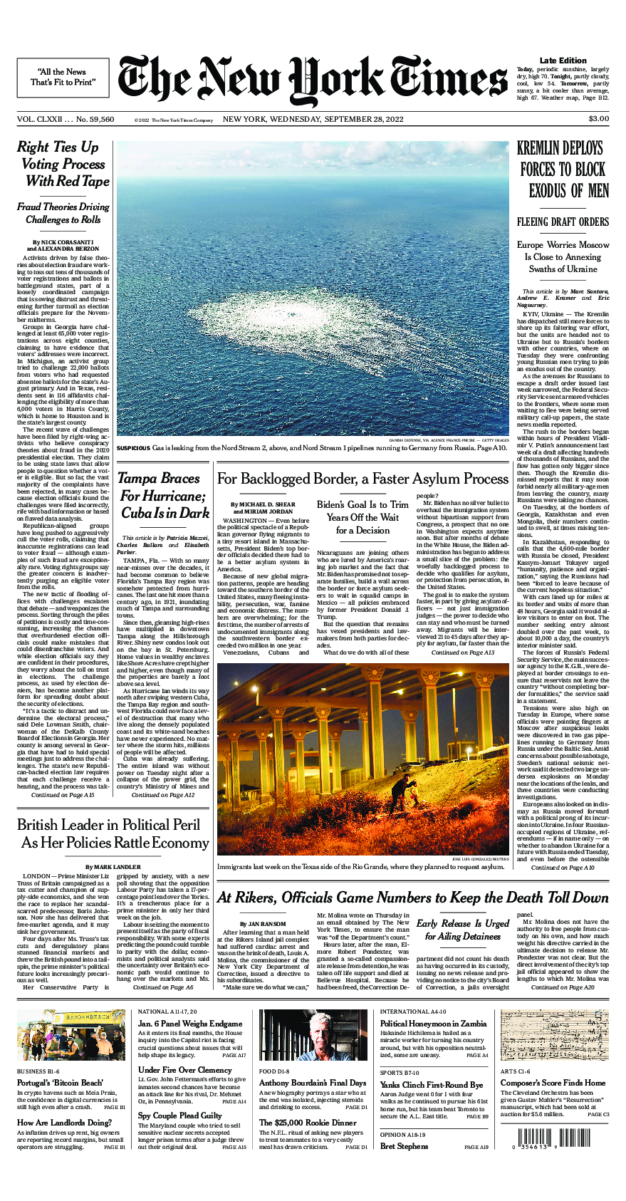 Prima-pagina-New-York-Times-del-2022-09-28