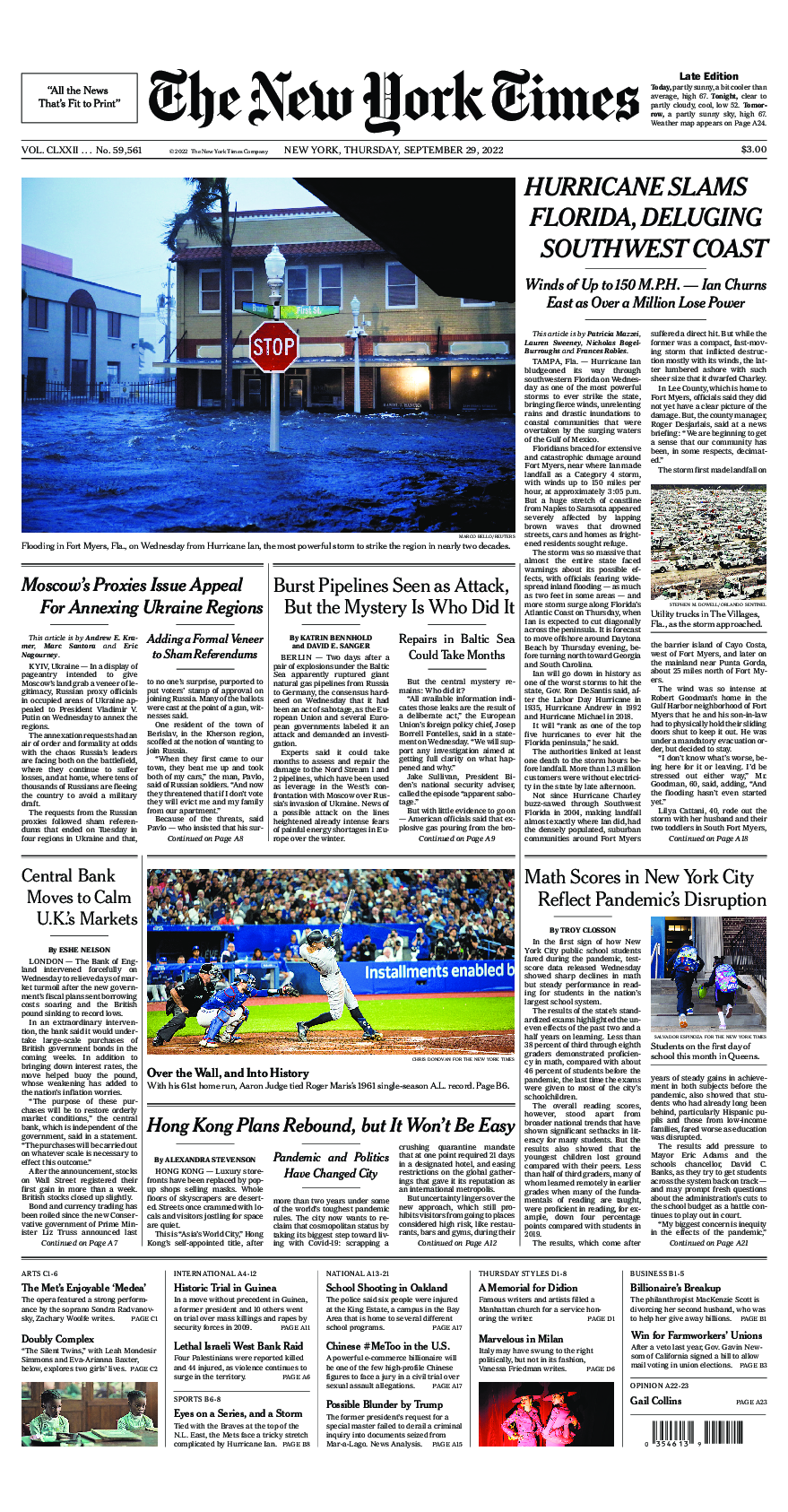 Prima-pagina-New-York-Times-del-2022-09-29