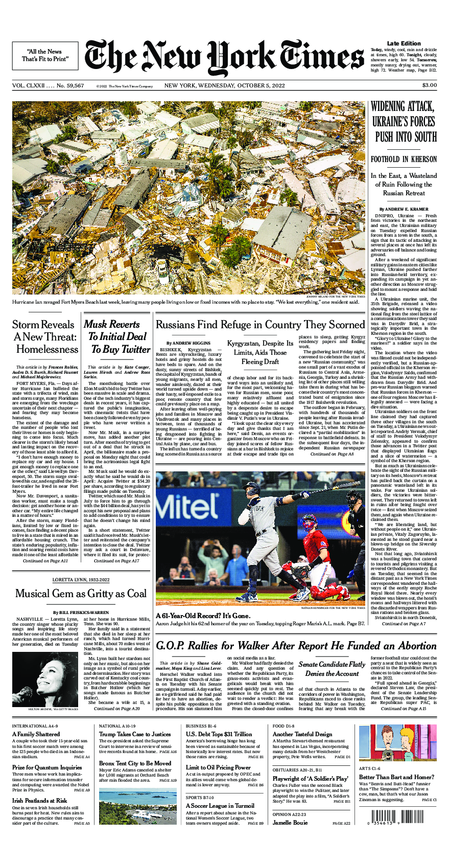 Prima-pagina-New-York-Times-del-2022-10-05