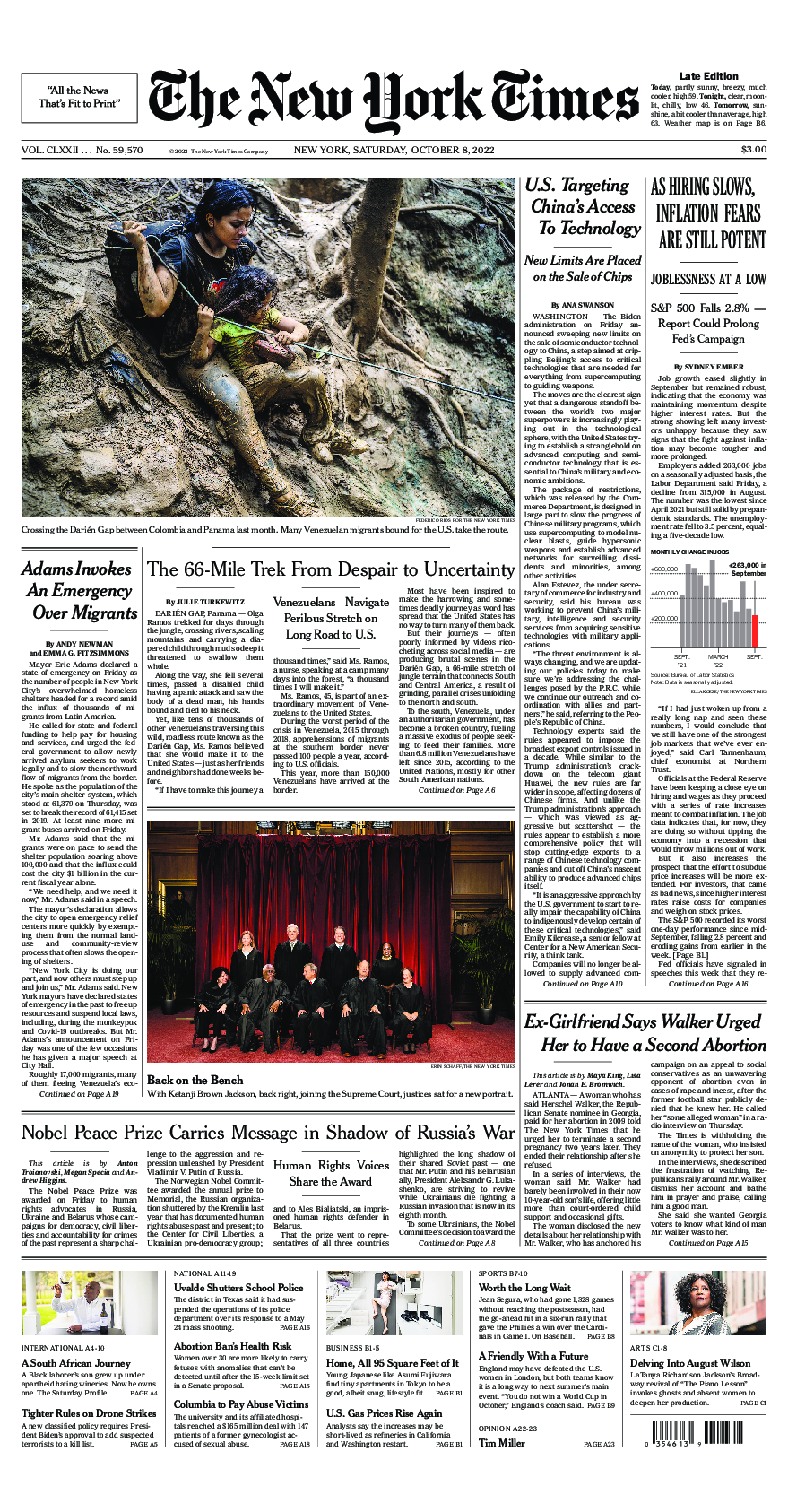 Prima-pagina-New-York-Times-del-2022-10-08