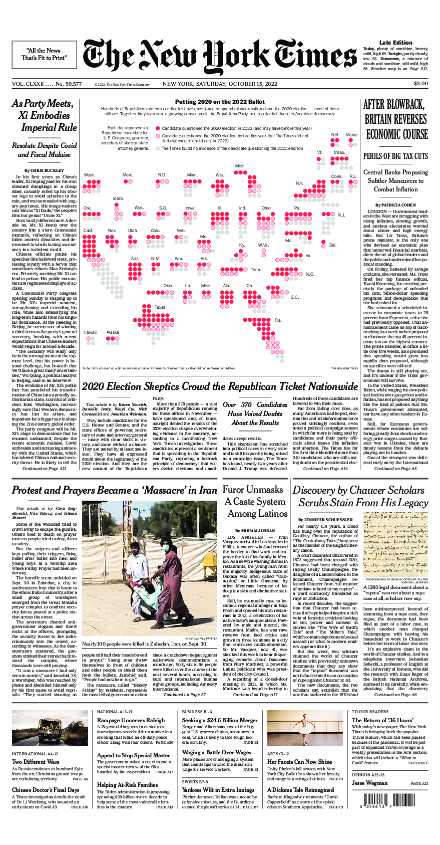 Prima-pagina-New-York-Times-del-2022-10-15