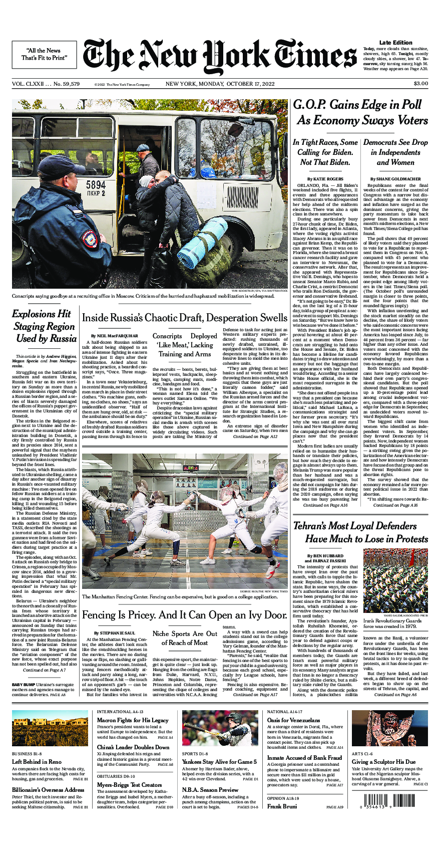 Prima-pagina-New-York-Times-del-2022-10-17