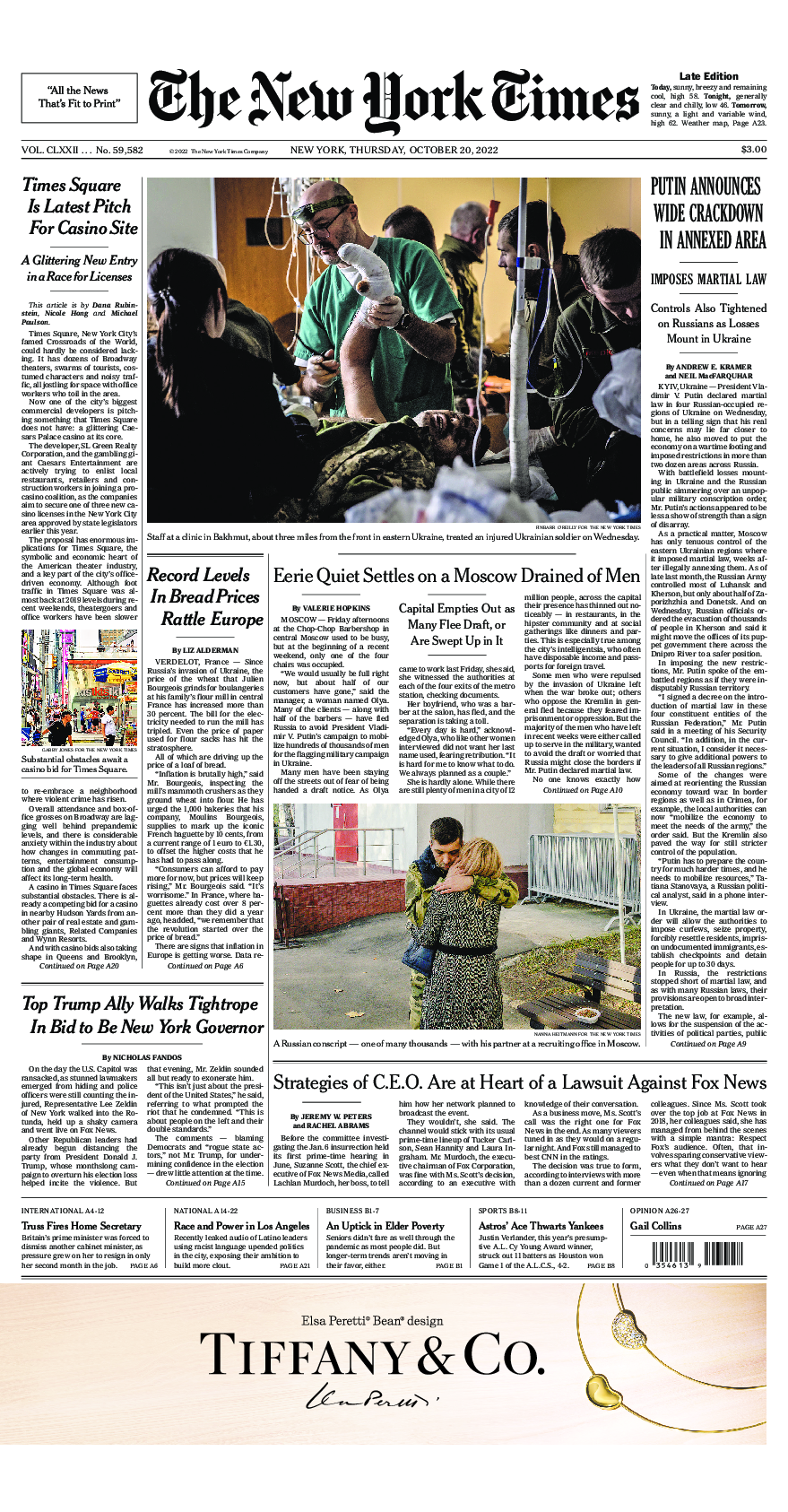 Prima-pagina-New-York-Times-del-2022-10-20