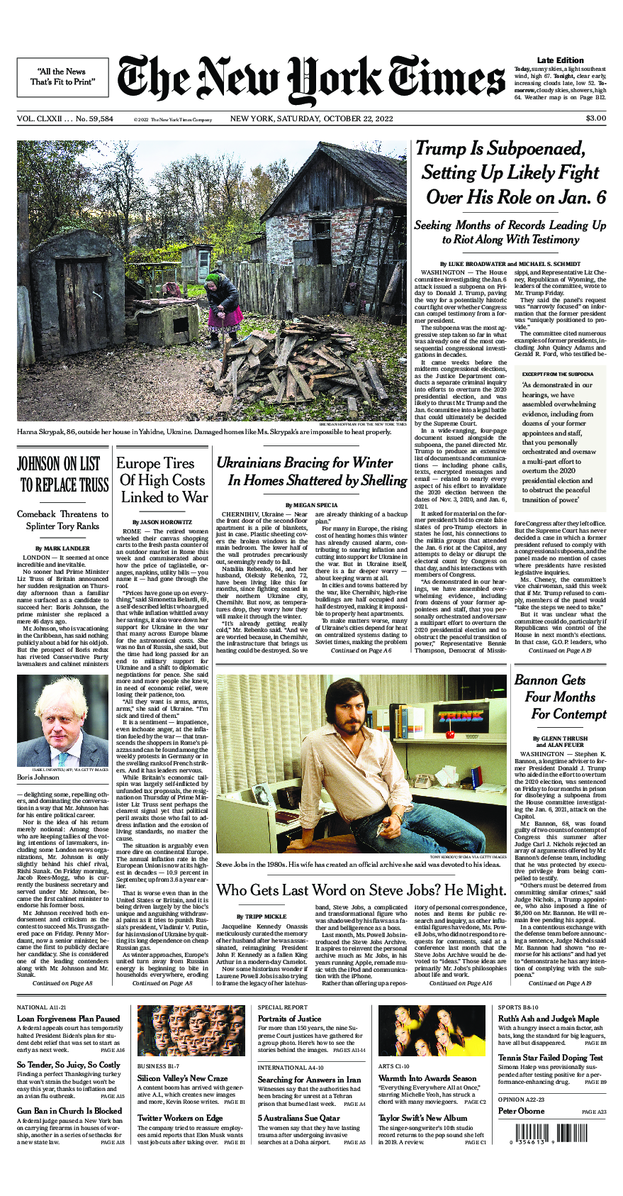 Prima-pagina-New-York-Times-del-2022-10-22