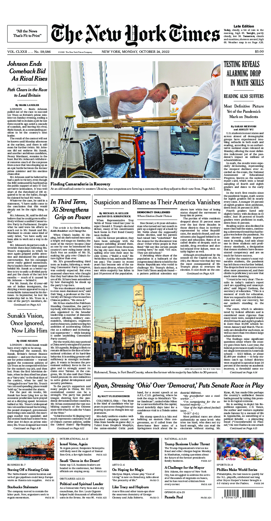 Prima-pagina-New-York-Times-del-2022-10-24