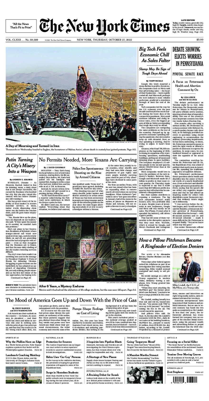 Prima-pagina-New-York-Times-del-2022-10-27