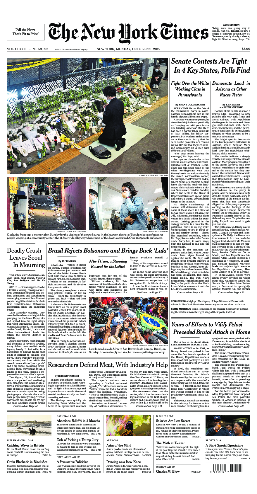 Prima-pagina-New-York-Times-del-2022-10-31