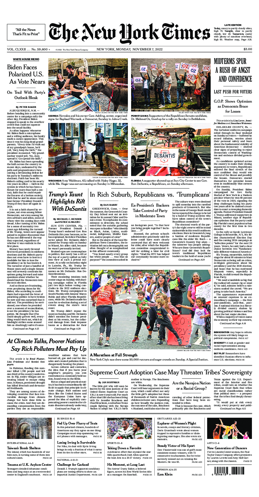 Prima-pagina-New-York-Times-del-2022-11-07