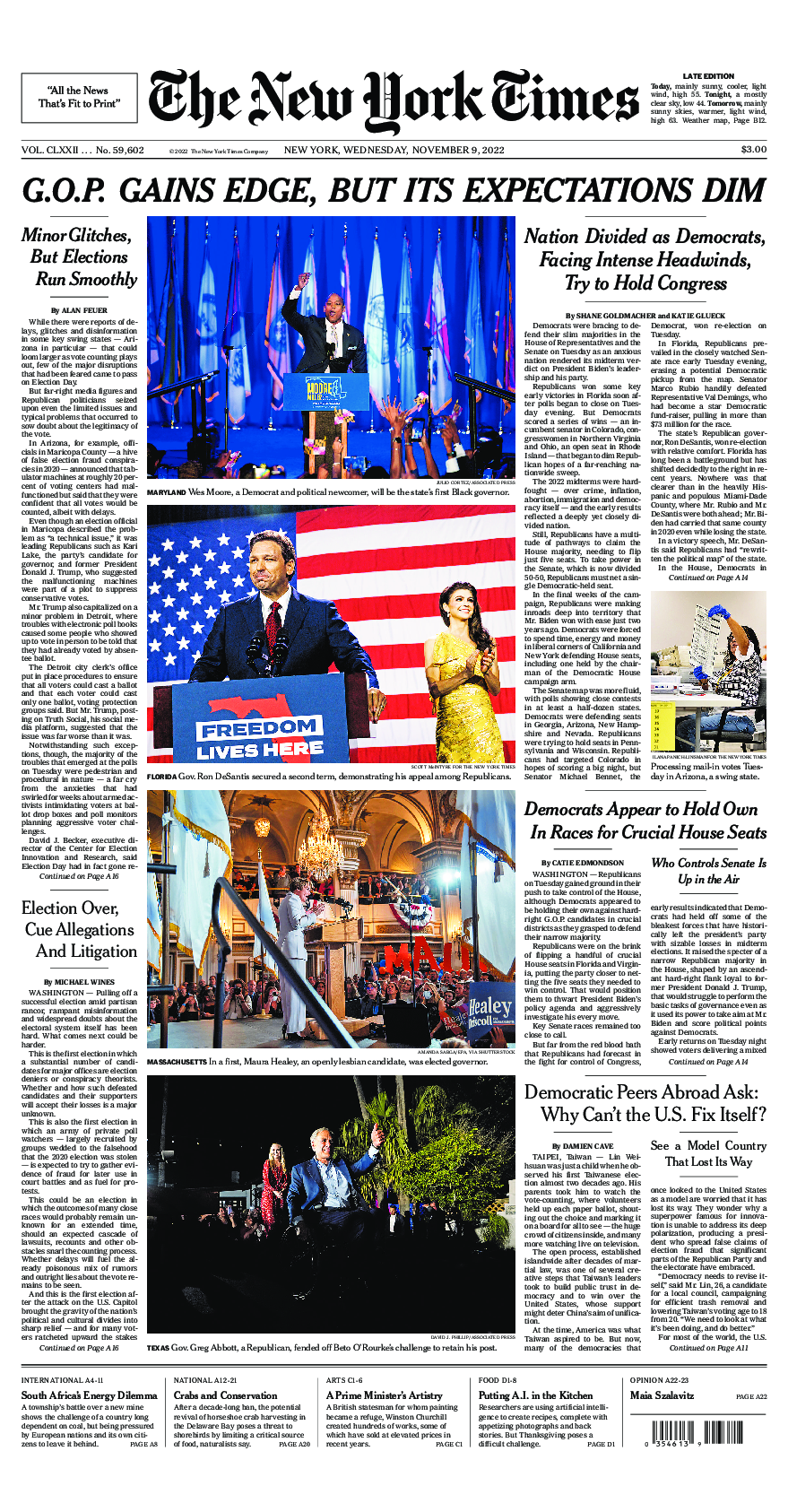 Prima-pagina-New-York-Times-del-2022-11-09