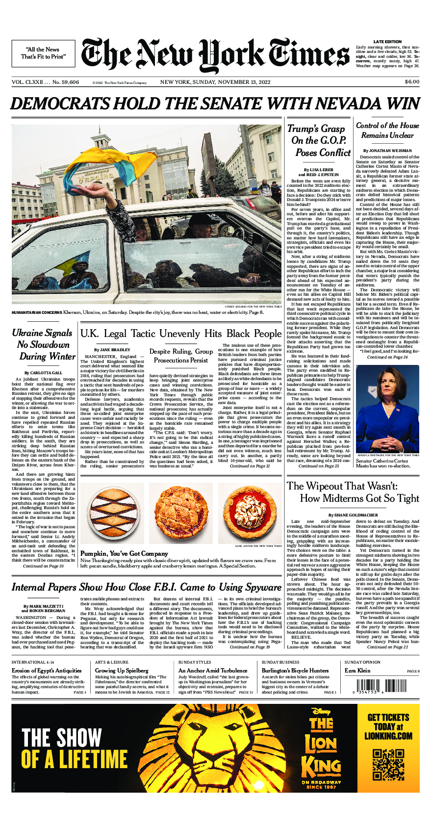 Prima-pagina-New-York-Times-del-2022-11-13