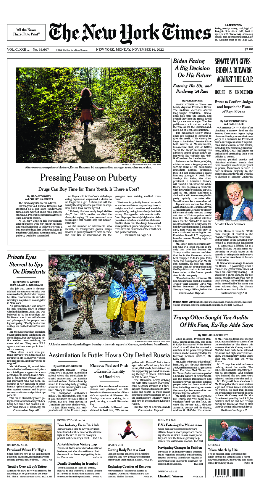 Prima-pagina-New-York-Times-del-2022-11-14