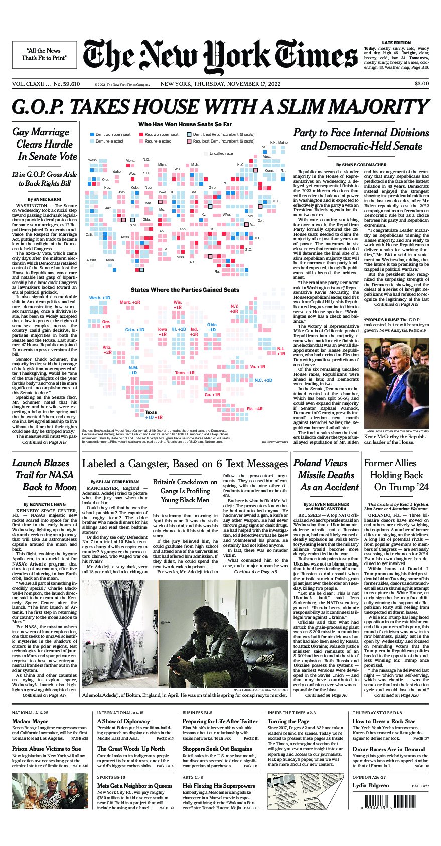 Prima-pagina-New-York-Times-del-2022-11-17