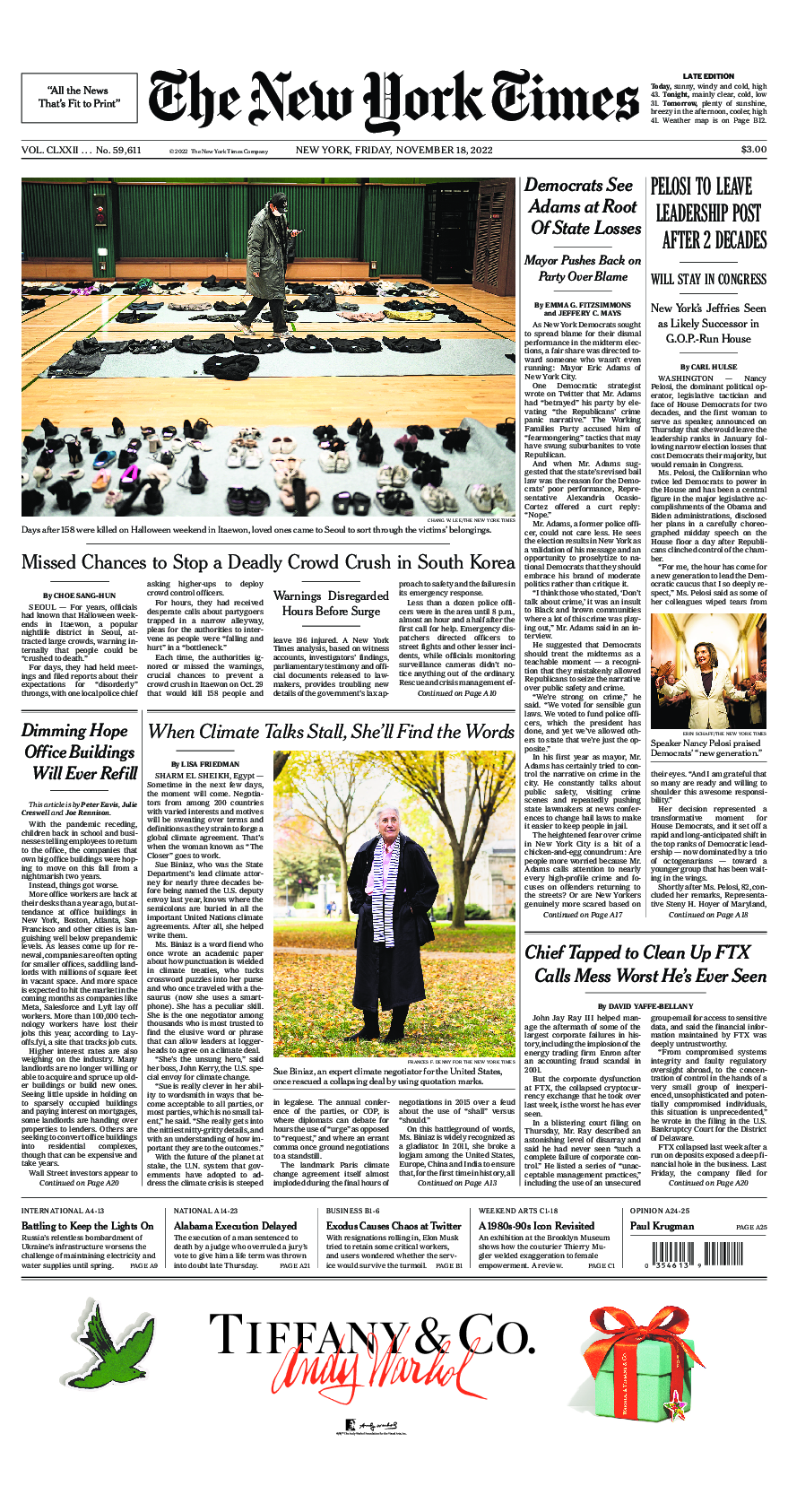 Prima-pagina-New-York-Times-del-2022-11-18