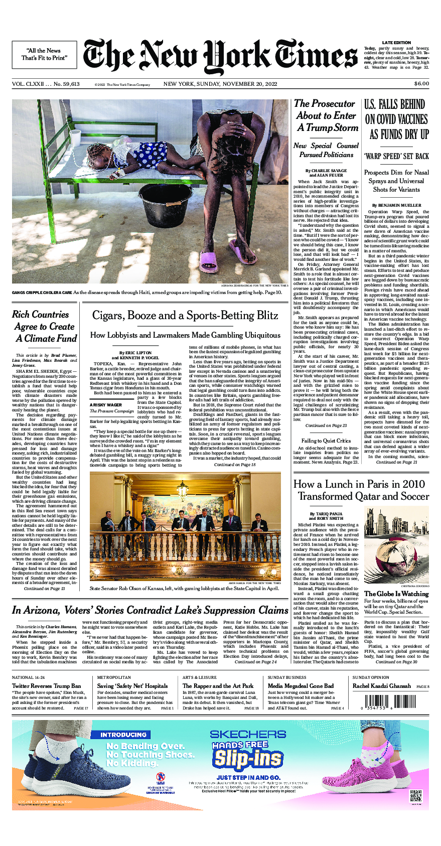 Prima-pagina-New-York-Times-del-2022-11-20