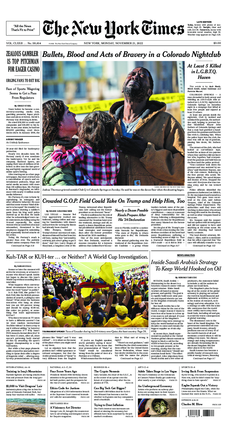 Prima-pagina-New-York-Times-del-2022-11-21