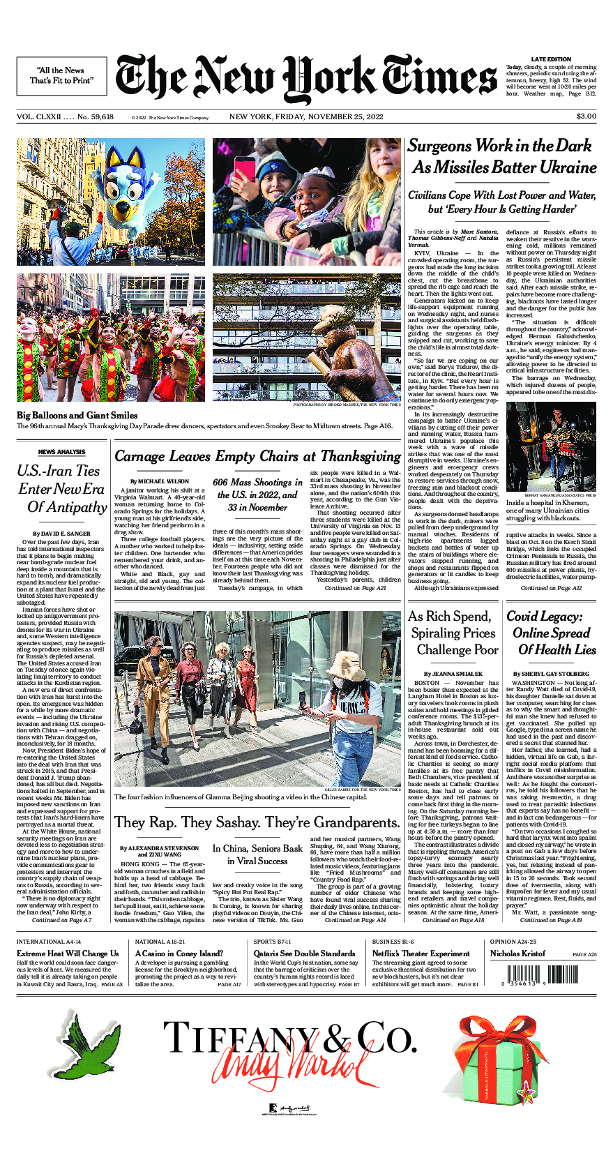 Prima-pagina-New-York-Times-del-2022-11-25