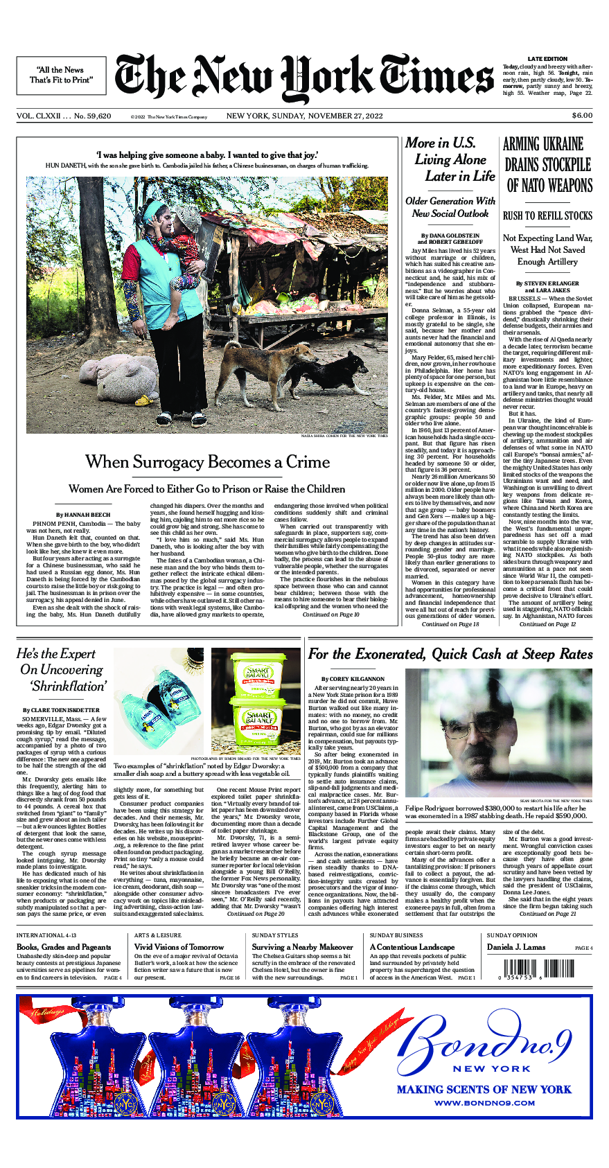 Prima-pagina-New-York-Times-del-2022-11-27