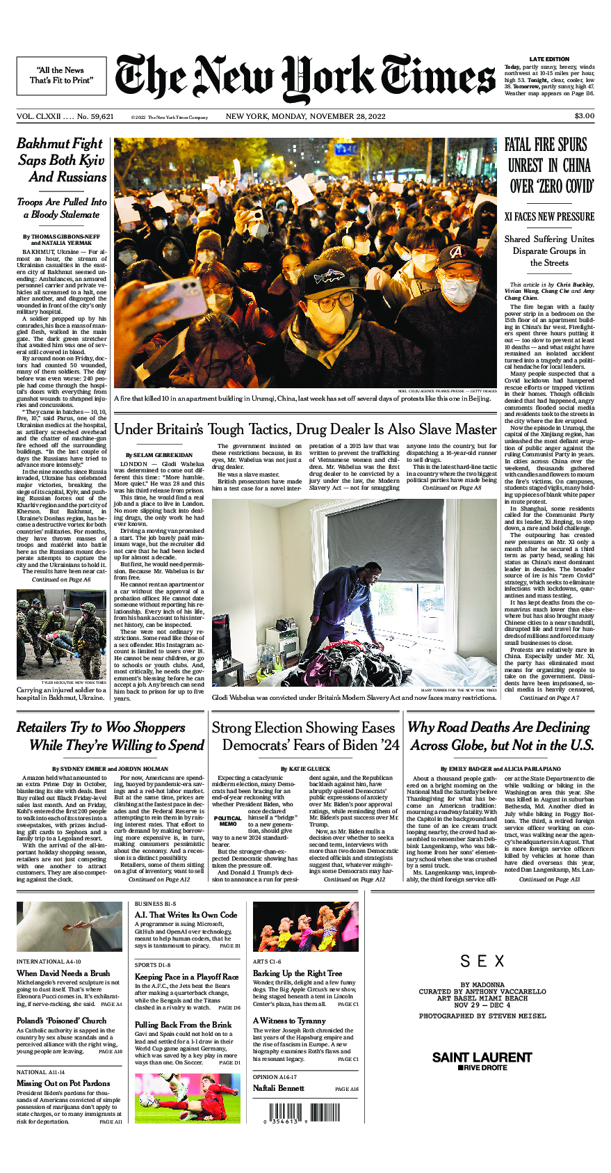 Prima-pagina-New-York-Times-del-2022-11-28