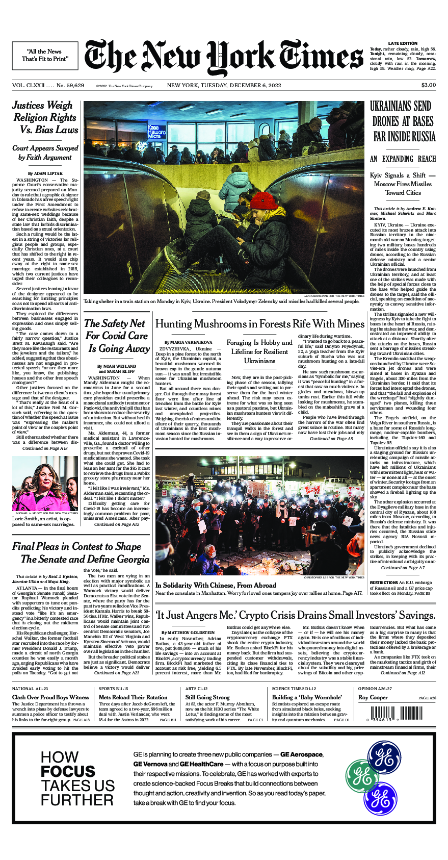 Prima-pagina-New-York-Times-del-2022-12-06