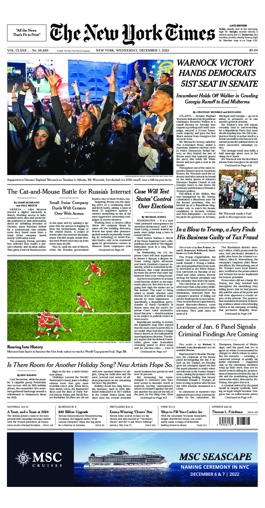 Prima-pagina-New-York-Times-del-2022-12-07