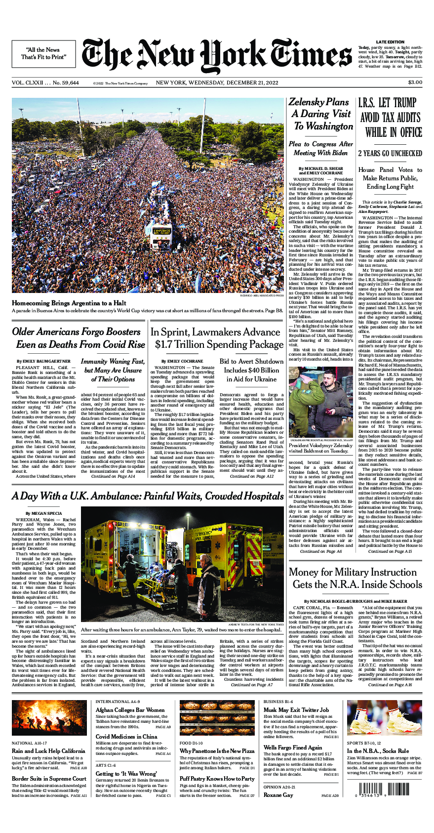 Prima-pagina-New-York-Times-del-2022-12-21