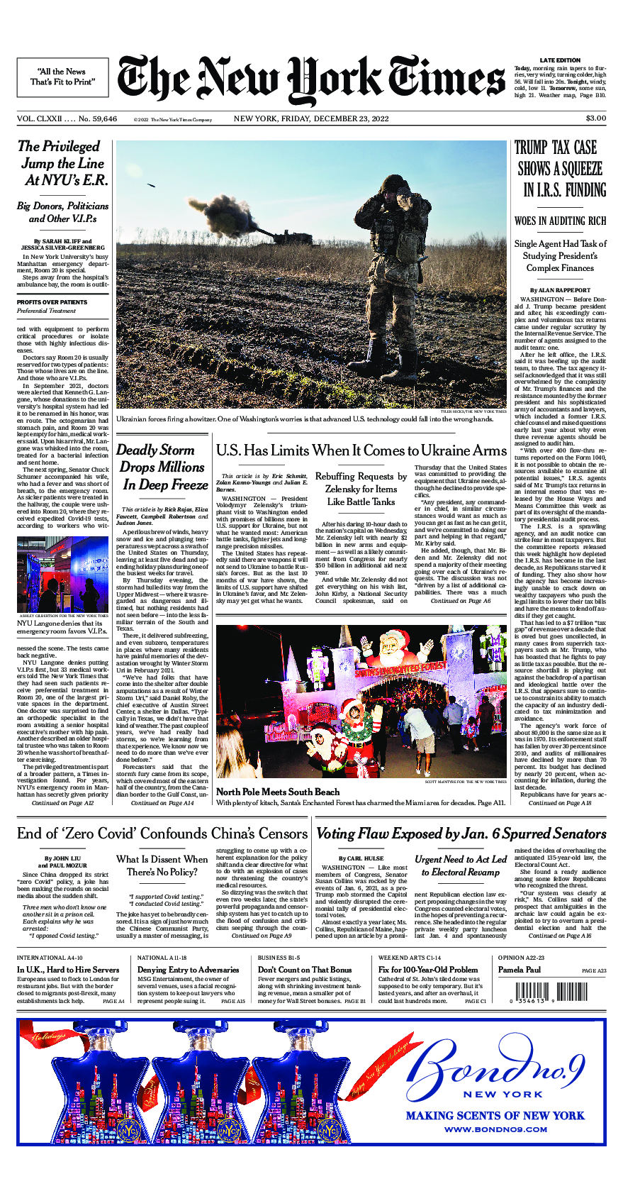 Prima-pagina-New-York-Times-del-2022-12-23