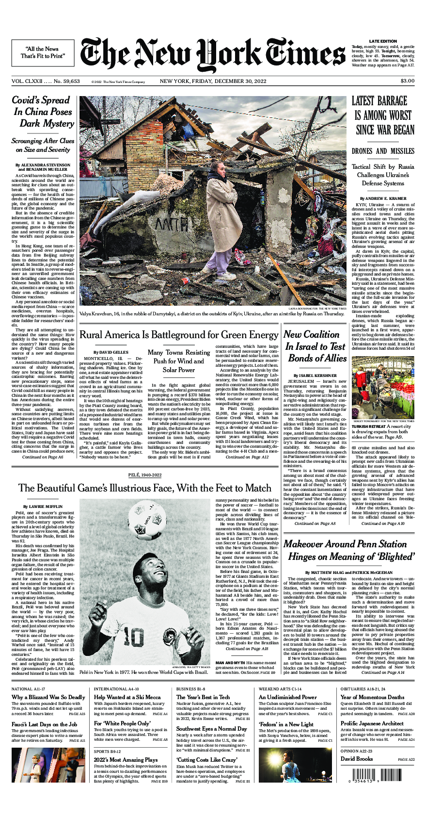 Prima-pagina-New-York-Times-del-2022-12-30