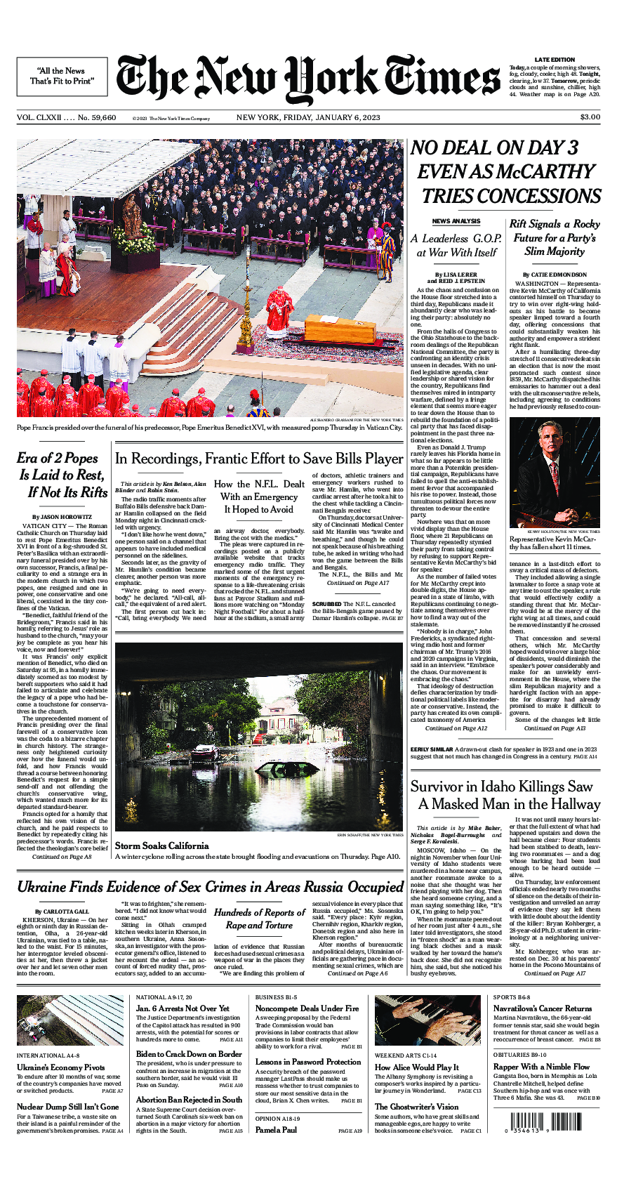 Prima-pagina-New-York-Times-del-2023-01-06