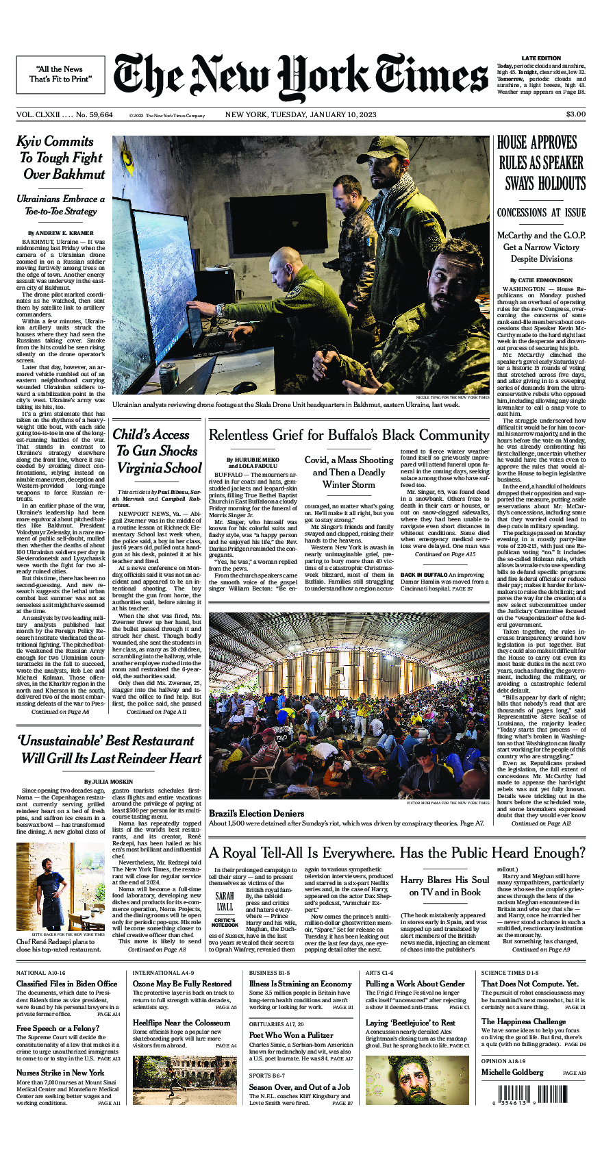 Prima-pagina-New-York-Times-del-2023-01-10