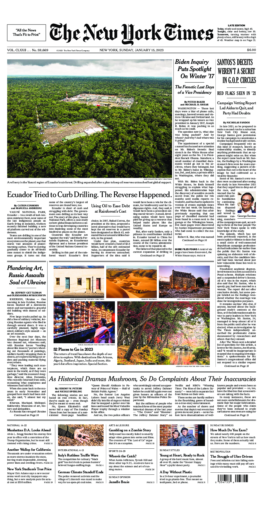 Prima-pagina-New-York-Times-del-2023-01-15